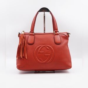 BS05 ❣️ Gucci G Soho Leather Tote Handbag (Missing Strap)